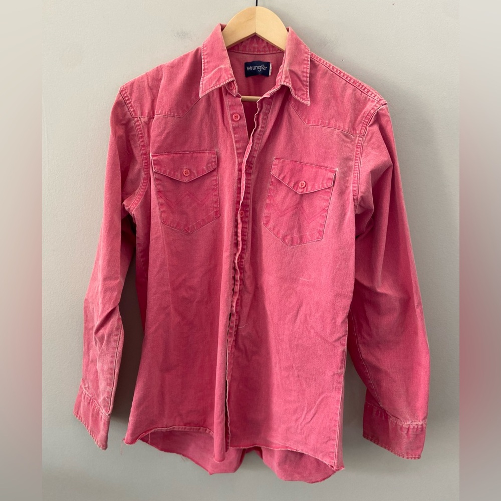 Vintage Pink Denim Wrangler Western Button Down